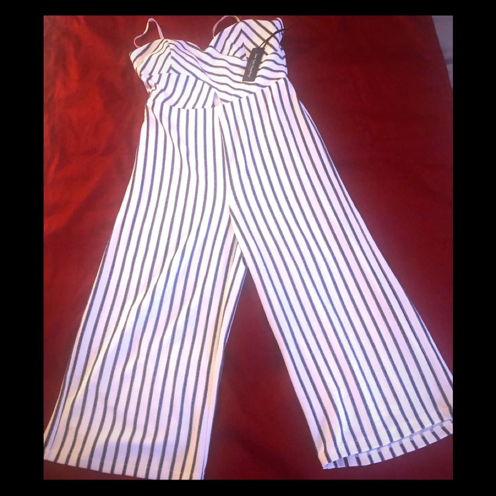 Black and white striped jumpsuit